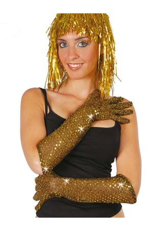 Guantes de lentejuelas dorados