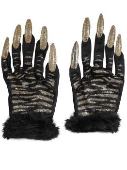 Guantes de tigre con uñas y purpurina para mujer