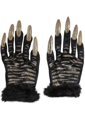 Guantes de tigre con uñas y purpurina para mujer