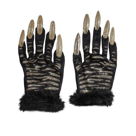 Guantes de tigre con uñas y purpurina para mujer Guantes de tigre con uñas y purpurina para mujer