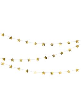 Guirnalda con estrellas doradas (3,6 m)