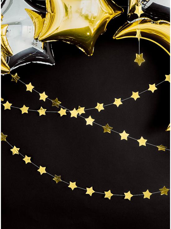 Guirnalda con estrellas doradas (3,6 m)