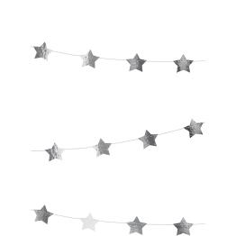 Guirnalda con estrellas plateadas (3,6 m)