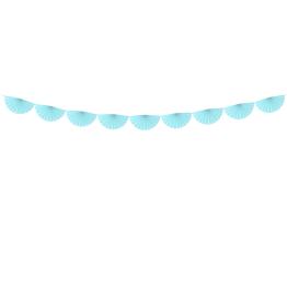Guirnalda de abanicos de papel decorativos azul cielo