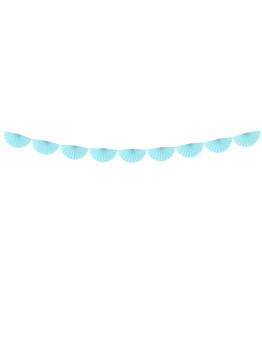Guirnalda de abanicos de papel decorativos azul cielo