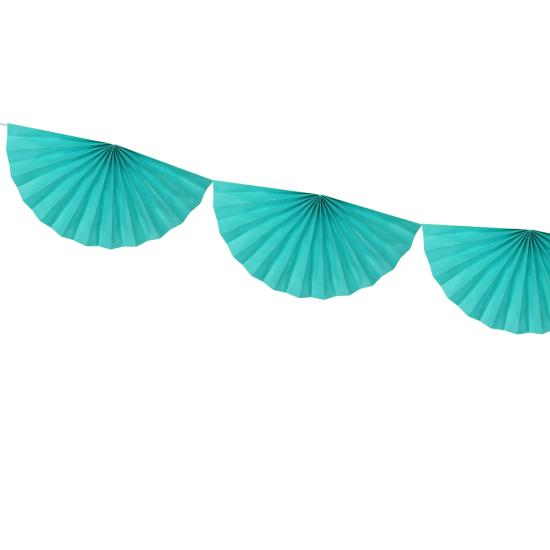 Guirnalda de abanicos de papel decorativos azul turquesa