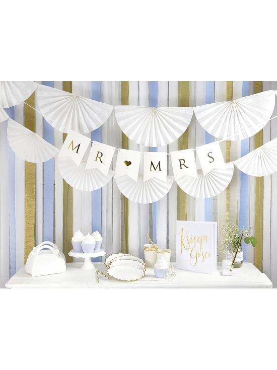 Guirnalda de abanicos de papel decorativos blanco