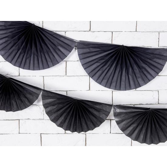 Guirnalda de abanicos de papel decorativos negro