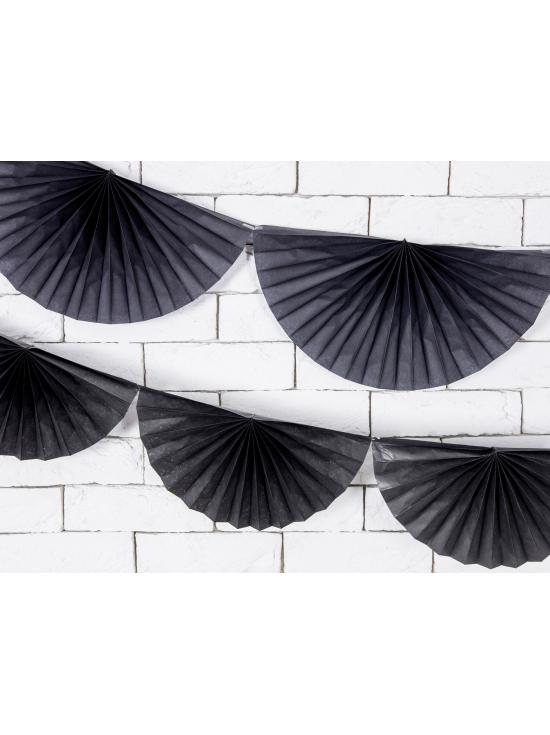 Guirnalda de abanicos de papel decorativos negro