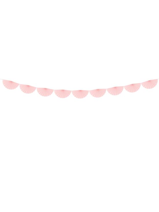 Guirnalda de abanicos de papel decorativos rosa pálido de papel