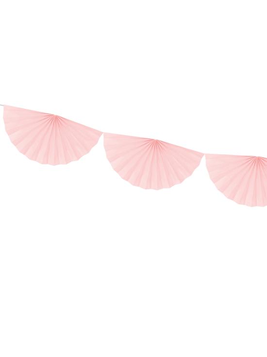 Guirnalda de abanicos de papel decorativos rosa pálido de papel