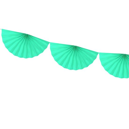 Guirnalda de abanicos de papel decorativos verde menta claro