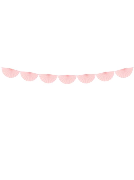 Guirnalda de abanicos grandes de papel decorativos rosa pálido