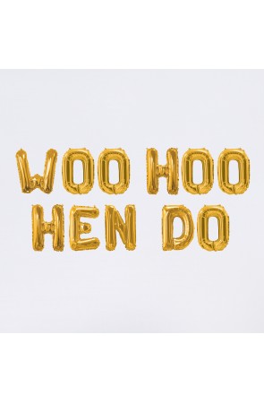 Guirnalda de globos foil dorados - Woo Hoo Hen Do
