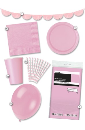 Kit de fiesta rosa 8 personas premium