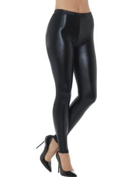 Leggings negras metalizadas para mujer