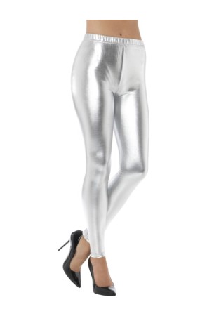 Leggings plateadas metalizadas para mujer