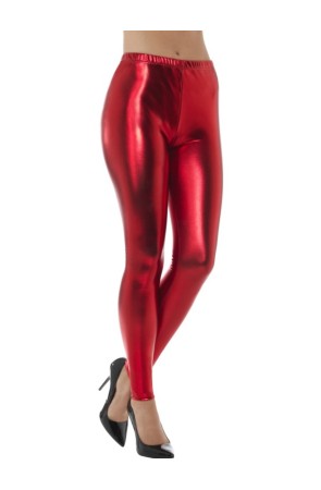 Leggings rojas metalizadas para mujer