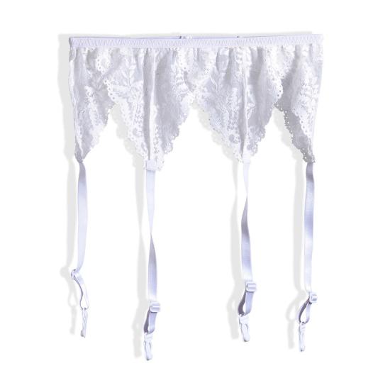 Liguero blanco de encaje para mujer