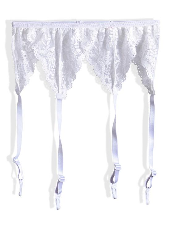 Liguero blanco de encaje para mujer