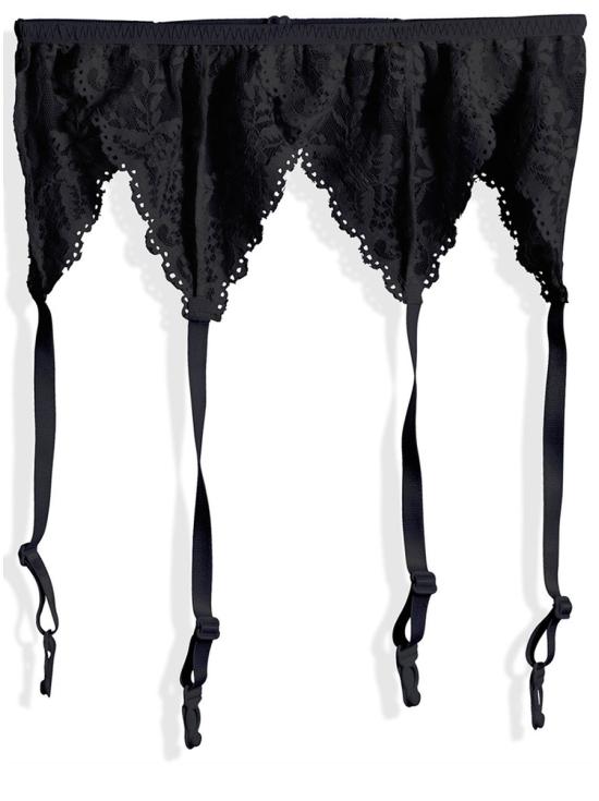 Liguero negro de encaje para mujer