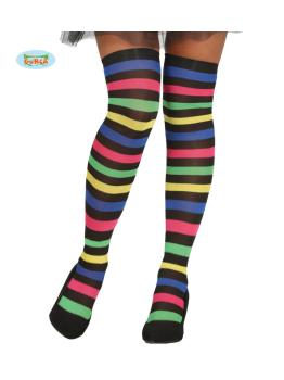 Medias de bruja de rayas multicolor para mujer