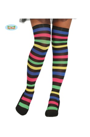 Medias de bruja de rayas multicolor para mujer
