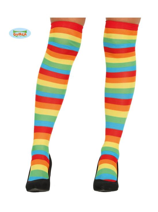 Medias de payaso de rayas multicolores para mujer