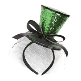 Minisombrero de Copa Verde con Velo