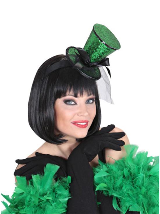 Minisombrero de Copa Verde con Velo