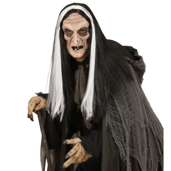 Máscara de bruja aterradora con peluca para adulto