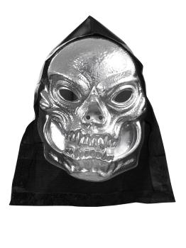 Máscara de calavera metalizada con capucha