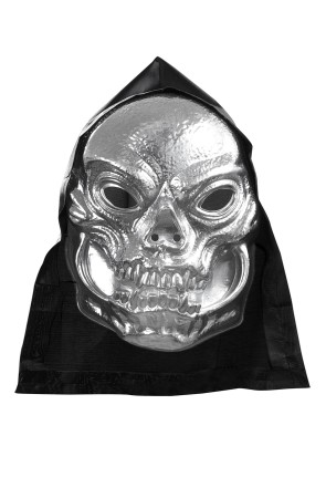 Máscara de calavera metalizada con capucha