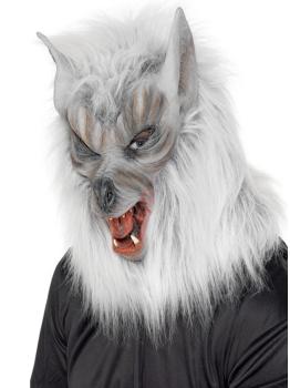 Máscara de hombre lobo gris