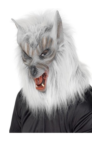Máscara de hombre lobo gris