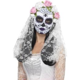 Máscara de novia Catrina con velo