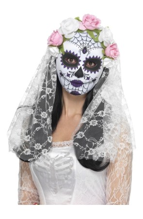 Máscara de novia Catrina con velo