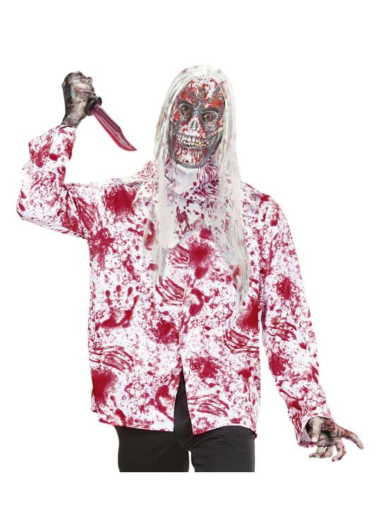 Máscara de zombie ensangrentado con pelo