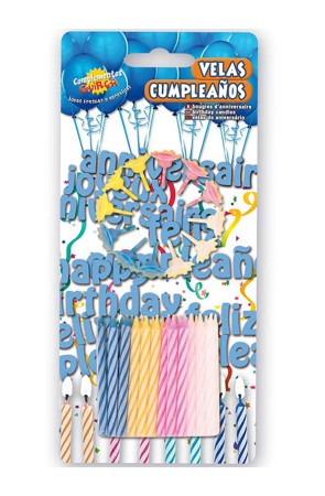 Pack de 24 Velas y 12 portavelas de colores para Cumpleaños