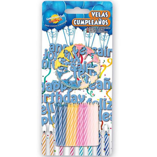 Pack de 24 Velas y 12 portavelas de colores para Cumpleaños Pack de 24 Velas y 12 portavelas de colores para Cumpleaños