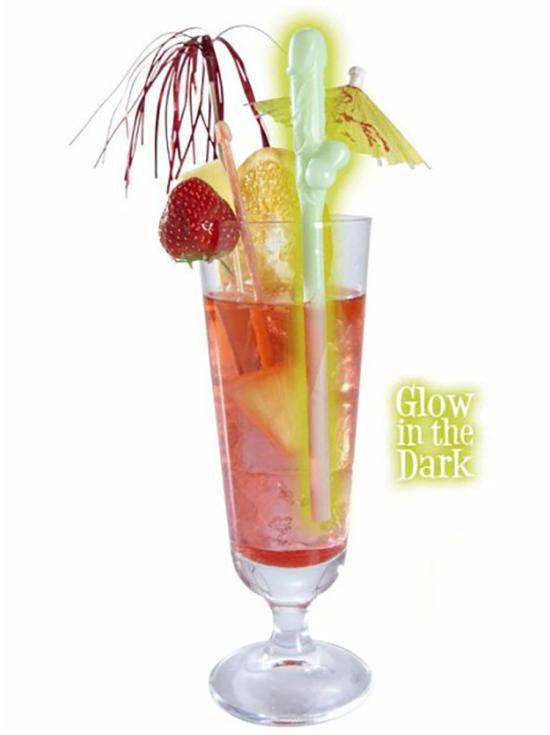 Pajitas con forma de pene fluorescentes