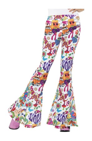 Pantalones acampanado sesentero colorido para mujer