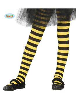 Pantys de bruja de rayas negras y amarillas para niña