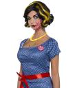 Peluca Pop Art morena con mechas rubias para mujer