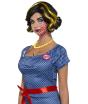 Peluca Pop Art morena con mechas rubias para mujer