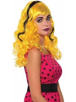 Peluca Pop Art rubia con mechas para mujer