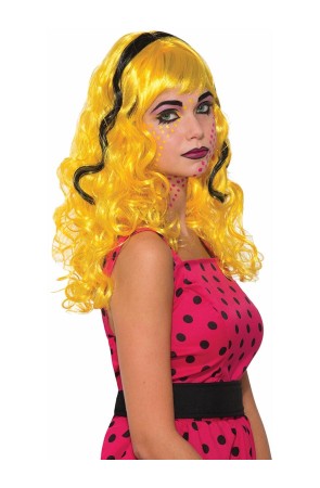 Peluca Pop Art rubia con mechas para mujer