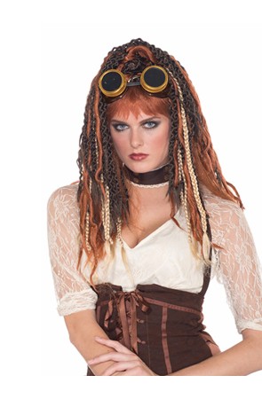Peluca Steampunk con trenzas para mujer