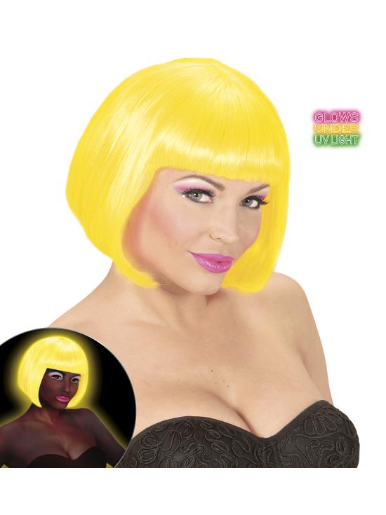 Peluca amarilla brillante para mujer ^