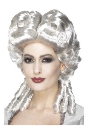 Peluca barroca color plata para mujer
